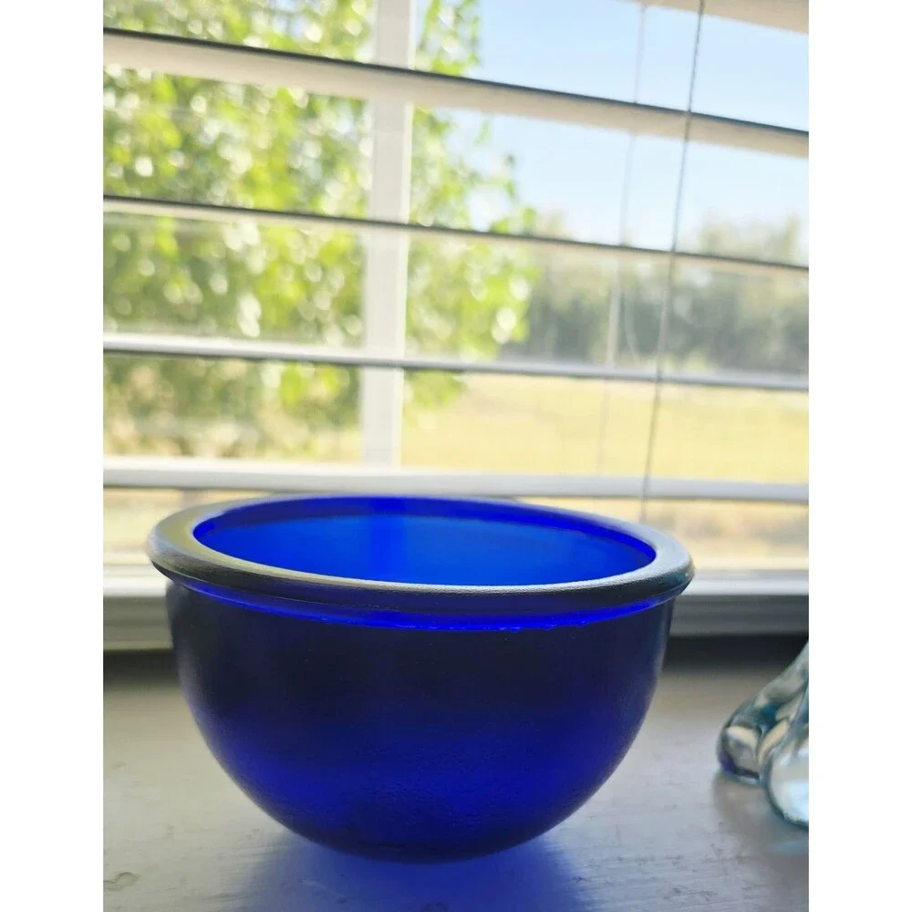 Vintage TAG Cobalt Blue Bowl Recycled Glass Made In Spain 5.5
